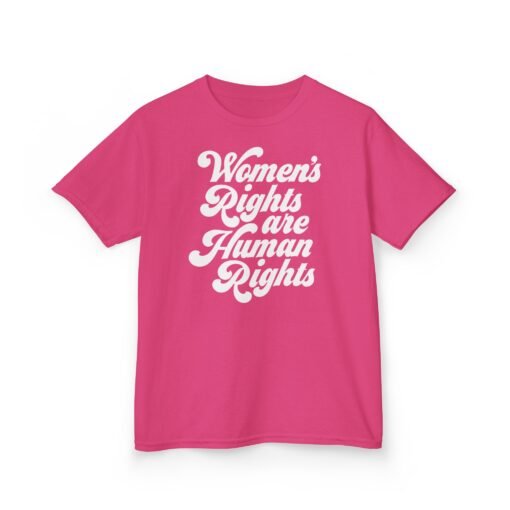 ✊💜 Women’s Rights Are Human Rights Kids’ T-Shirt – Raising Voices Early