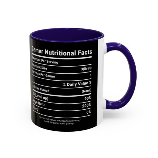 ☕🎮 Gamer Nutrition Facts Color Accent Mug – Fuel for Every Respawn - Image 10