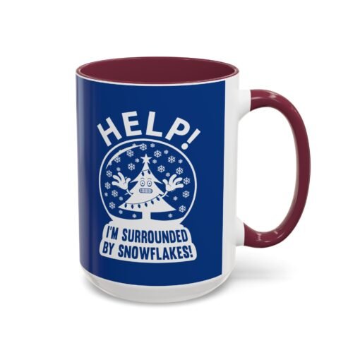 ☕❄️🎄 Help! I'm Surrounded By Snowflakes Color Accent Mug – Sip with Seasonal Sass - Image 50