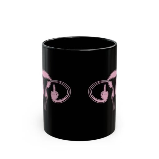 🖕🩷 Ovaries with Middle Fingers Black Mug – Sip with Sass and Strength - Image 2