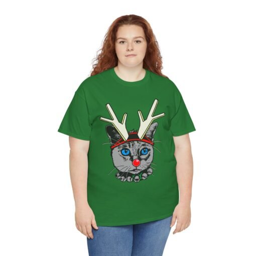 🦌🐱 Rudolph the Reindeer Cat Unisex T-Shirt – Purr-fectly Festive Feline Fun - Image 5