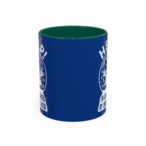 ☕❄️🎄 Help! I'm Surrounded By Snowflakes Color Accent Mug – Sip with Seasonal Sass - Image 2