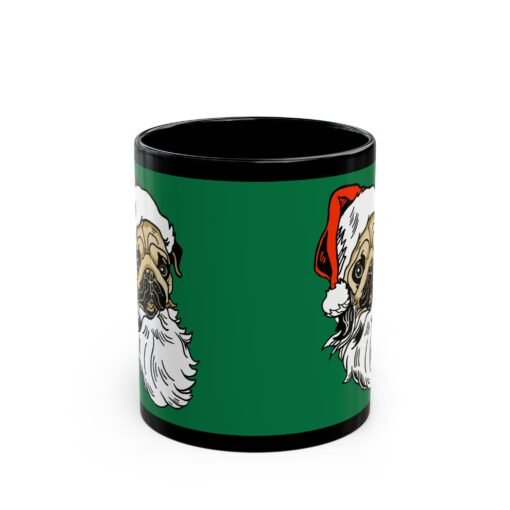 ☕🐾 Pug Santa Black Mug – Sip with a Side of Holiday Cheer - Image 3
