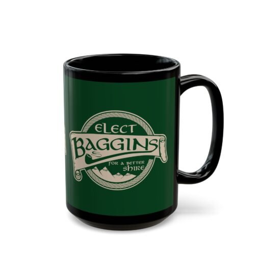 🌿 Elect Baggins for The Shire Black Mug – Vote for Second Breakfast - Image 10