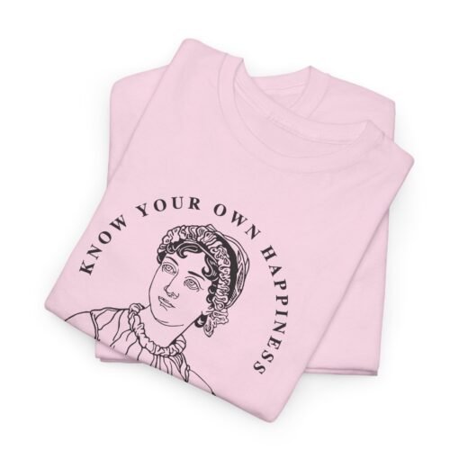 📖🌿 Jane Austen “Know Your Own Happiness” Unisex T-Shirt – Timeless Wisdom, Everyday Style - Image 3