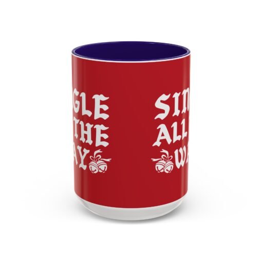 ☕💔🎄 Single All The Way Color Accent Mug – Sassy Sips for the Solo Season - Image 29