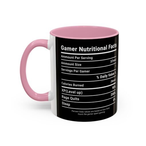 ☕🎮 Gamer Nutrition Facts Color Accent Mug – Fuel for Every Respawn - Image 40