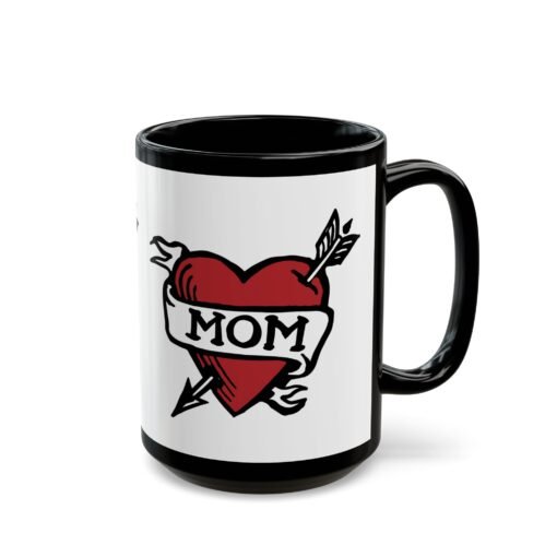 💘 Retro Mom Heart Black Mug – Classic Ink, Hot Drinks, Eternal Love - Image 11