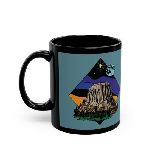☕🗻🌌 Devil’s Tower Black Mug – Sip from the Monument of Mystery - Image 2
