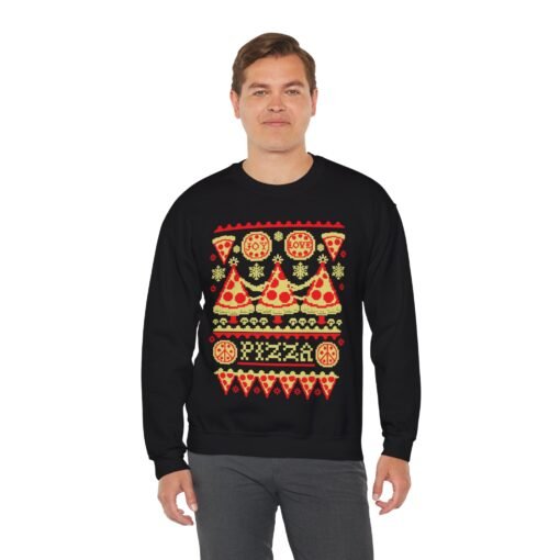 🍕🎄 Pizza-Themed Ugly Christmas Sweatshirt – Slice Into the Season - Image 6