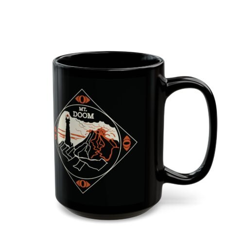 🔥 Mount Doom & Eye of Sauron Black Mug – Power in Every Sip - Image 7