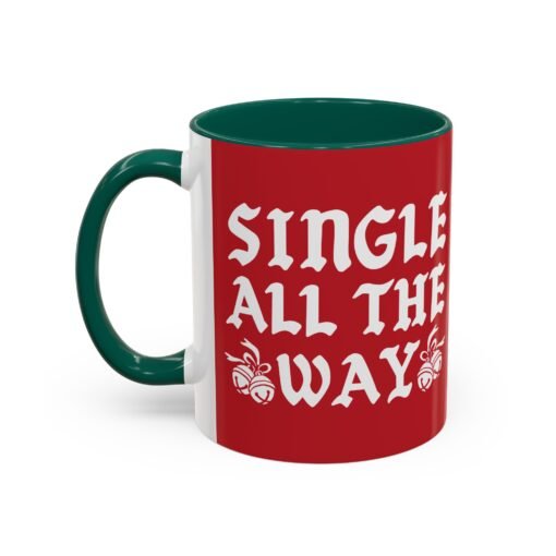 ☕💔🎄 Single All The Way Color Accent Mug – Sassy Sips for the Solo Season - Image 16