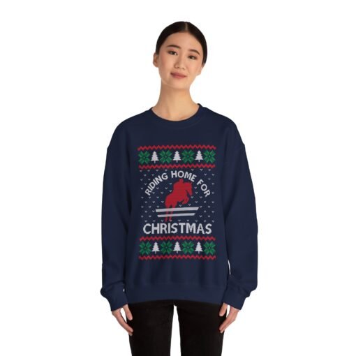 🐎🎄 Riding Home for Christmas Unisex Sweatshirt – Hooves, Holidays & Ugly Sweater Vibes - Image 4
