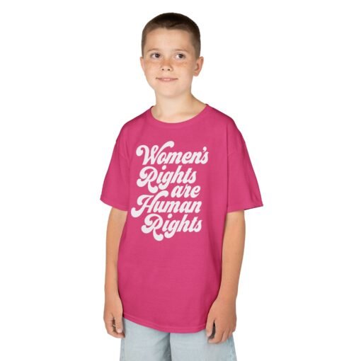 ✊💜 Women’s Rights Are Human Rights Kids’ T-Shirt – Raising Voices Early - Image 4
