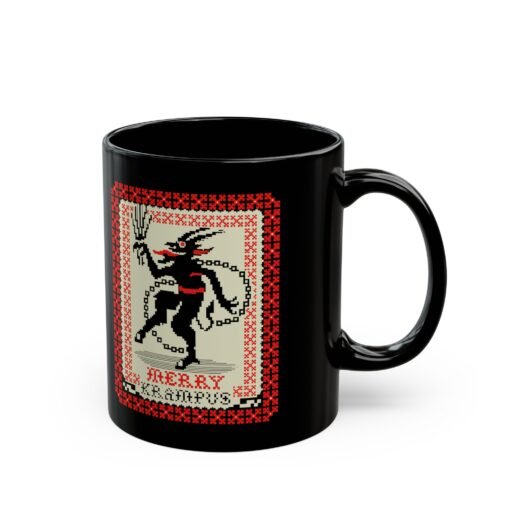 👹☕ Merry Krampus Black Mug – Sip Scares, Not Cocoa - Image 4