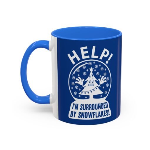 ☕❄️🎄 Help! I'm Surrounded By Snowflakes Color Accent Mug – Sip with Seasonal Sass - Image 16
