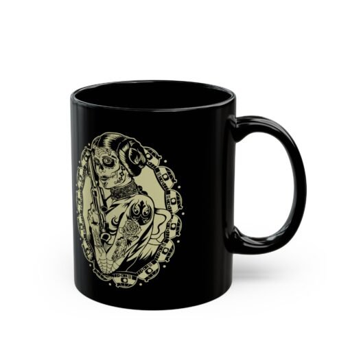 ☕💀🌹 Sugar Skull Leia Black Mug – Sip with Strength, Style & Rebellion - Image 4