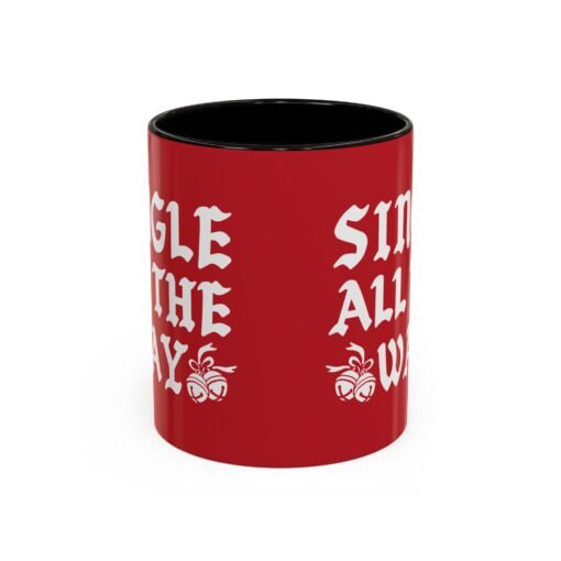 ☕💔🎄 Single All The Way Color Accent Mug – Sassy Sips for the Solo Season - Image 5