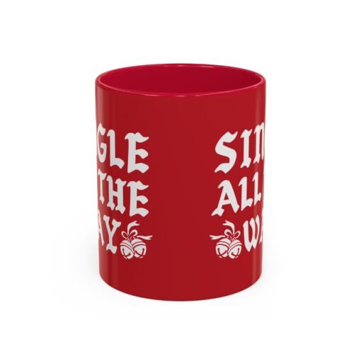 ☕💔🎄 Single All The Way Color Accent Mug – Sassy Sips for the Solo Season - Image 2