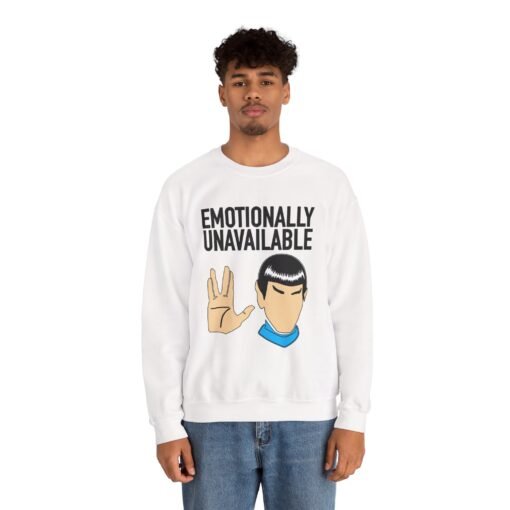 🖖😐 Emotionally Unavailable Unisex Sweatshirt – Logic Over Feelings, Always - Image 3