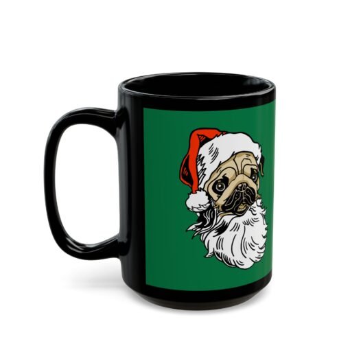 ☕🐾 Pug Santa Black Mug – Sip with a Side of Holiday Cheer - Image 10