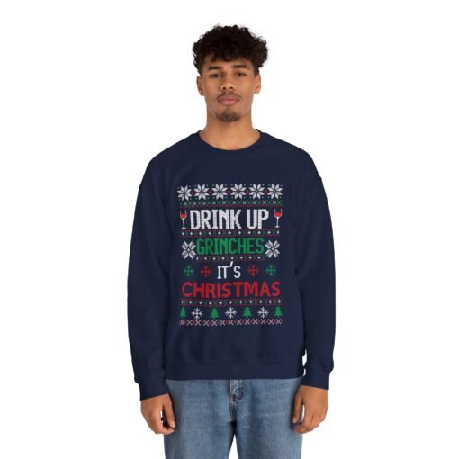 🍻🎄 Drink Up Grinches Unisex Sweatshirt – Holiday Sass in Ugly Sweater Style - Image 5