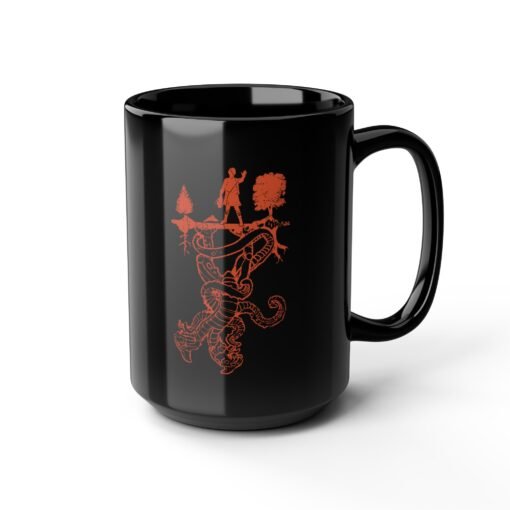 ☕👾🌌 Upside Down Black Mug – Welcome to the Other Side - Image 12