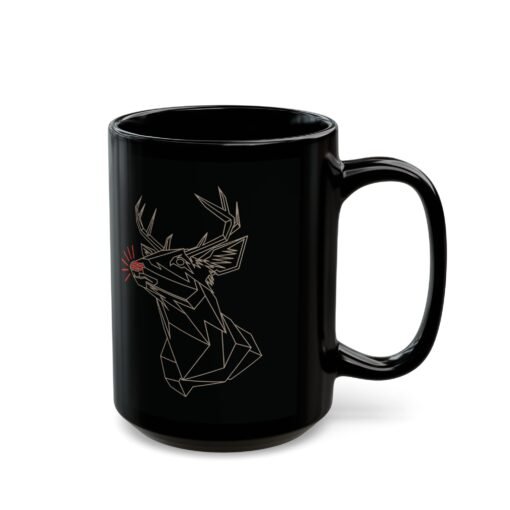 ☕ Polygon Rudolph Black Mug – Sleek Sips with a Red-Nosed Twist - Image 9