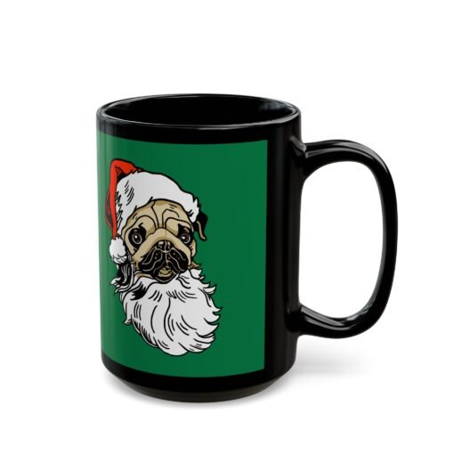 ☕🐾 Pug Santa Black Mug – Sip with a Side of Holiday Cheer - Image 9