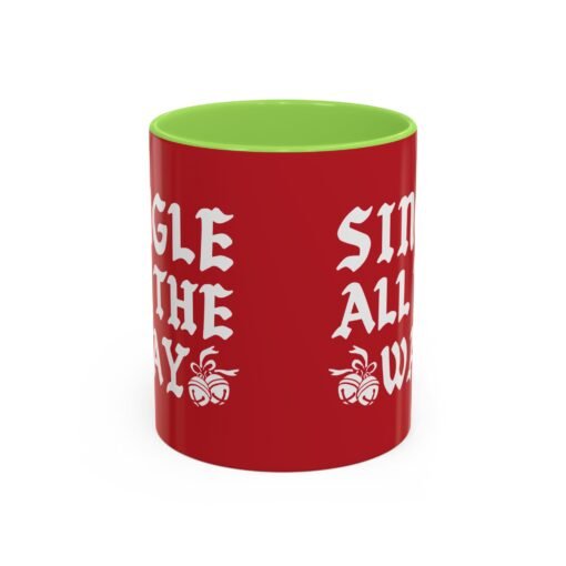 ☕💔🎄 Single All The Way Color Accent Mug – Sassy Sips for the Solo Season - Image 17