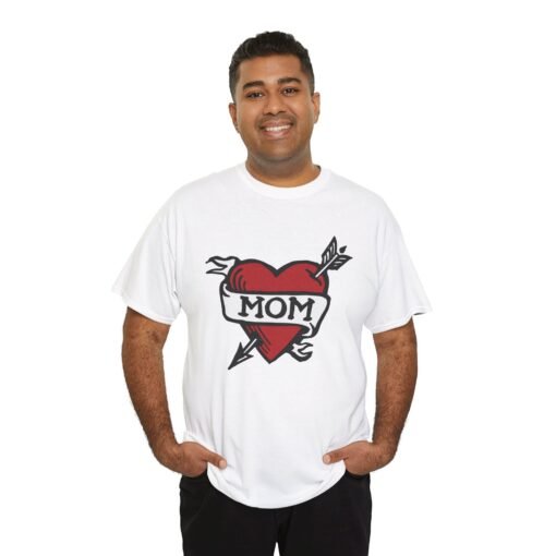 💘 Retro Mom Heart Unisex T-Shirt – Classic Ink, Eternal Love - Image 6