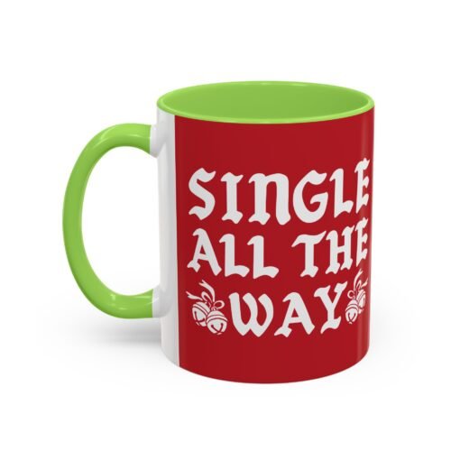 ☕💔🎄 Single All The Way Color Accent Mug – Sassy Sips for the Solo Season - Image 20
