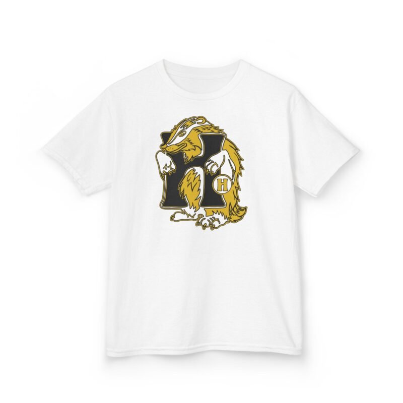 🦡💛 House of Badger Kids’ Cotton T-Shirt – Brave Hearts, Kind Souls