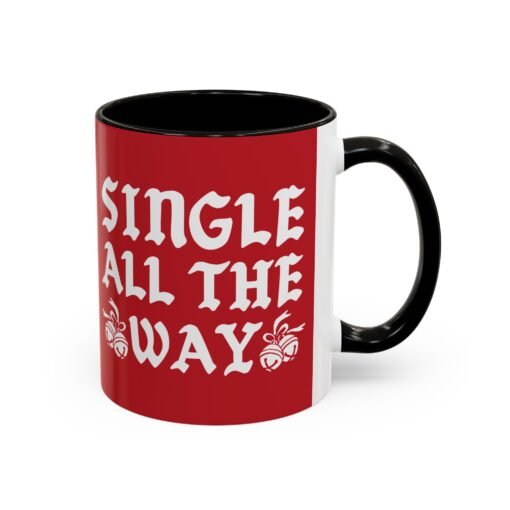 ☕💔🎄 Single All The Way Color Accent Mug – Sassy Sips for the Solo Season - Image 6
