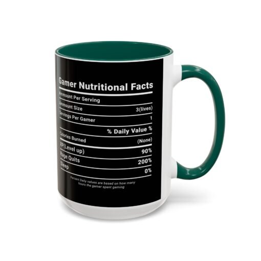 ☕🎮 Gamer Nutrition Facts Color Accent Mug – Fuel for Every Respawn - Image 62
