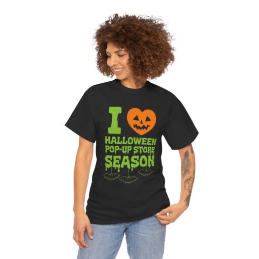 🎃🛍️ I Love Halloween Pop-Up Store Season Unisex T-Shirt – Spooky Shopping FTW - Image 4