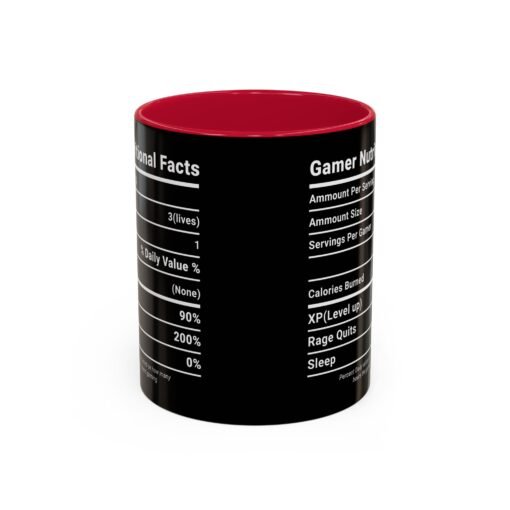 ☕🎮 Gamer Nutrition Facts Color Accent Mug – Fuel for Every Respawn - Image 41