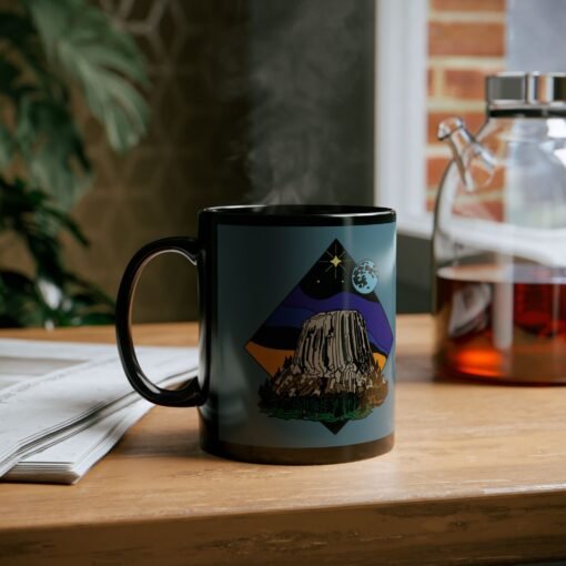 ☕🗻🌌 Devil’s Tower Black Mug – Sip from the Monument of Mystery - Image 5