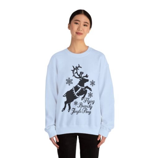 🦌✨ Flying Branchy Jingle Pony Unisex Sweatshirt – Absurdly Festive & Proud of It - Image 4
