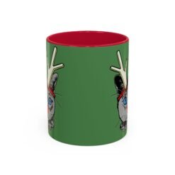 Alternative view of ☕🐱🦌 Rudolph the Reindeer Cat Color Accent Mug – Sip with Whiskers & Cheer