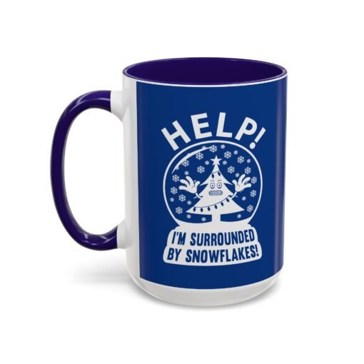 ☕❄️🎄 Help! I'm Surrounded By Snowflakes Color Accent Mug – Sip with Seasonal Sass - Image 36