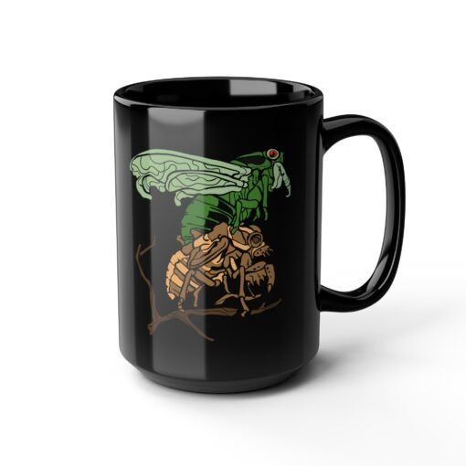☕ Molting Cicada Black Mug – Sip Through the Transformation - Image 12