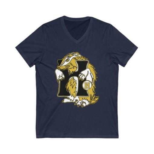 🦡💛 House of Badger Unisex Cotton V-Neck T-Shirt – Loyalty, Strength, and Subtle Magic - Image 6