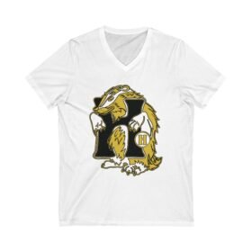 🦡💛 House of Badger Unisex Cotton V-Neck T-Shirt – Loyalty, Strength, and Subtle Magic