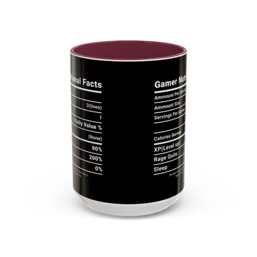 ☕🎮 Gamer Nutrition Facts Color Accent Mug – Fuel for Every Respawn - Image 73