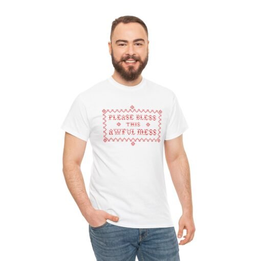 🧵😅 Please Bless This Awful Mess Unisex T-Shirt – Cross-Stitched Chaos, Worn with Pride - Image 4