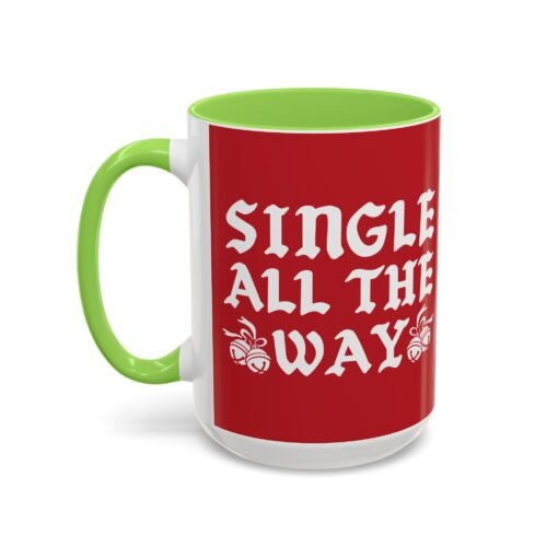 ☕💔🎄 Single All The Way Color Accent Mug – Sassy Sips for the Solo Season - Image 40