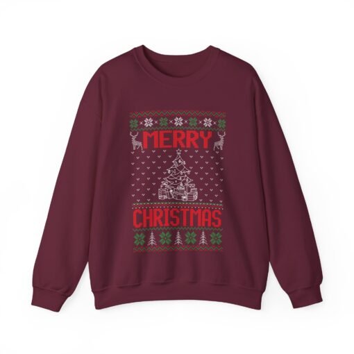 🎄✨ Merry Christmas Tree Unisex Sweatshirt – Classic Cheer in Ugly Sweater Style - Image 11