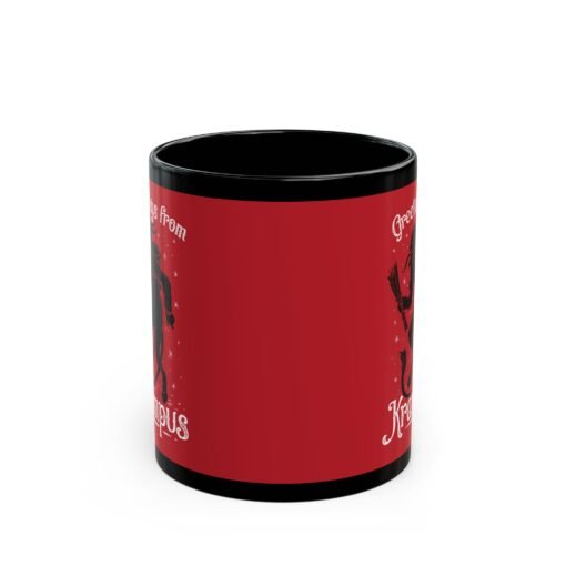 ☕ Greetings From Krampus Black Mug – Sip with a Side of Sinister Cheer - Image 3