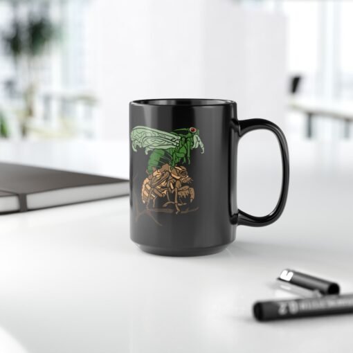 ☕ Molting Cicada Black Mug – Sip Through the Transformation - Image 14